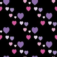 padrão perfeito com corações rosa e violeta aconchegantes requintados em fundo preto para xadrez, tecido, têxtil, roupas, toalha de mesa e outras coisas. imagem vetorial. vetor