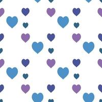 padrão sem costura com grandes corações azuis e violetas sobre fundo branco para xadrez, tecido, têxtil, roupas, toalha de mesa e outras coisas. imagem vetorial. vetor