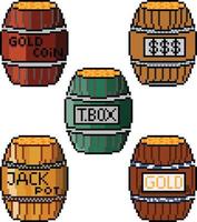 pixel art de barril tóxico. pixel art de barril de cerveja vetor
