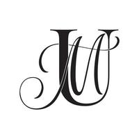 hum, mu, logotipo do monograma. ícone de assinatura caligráfica. monograma do logotipo do casamento. símbolo de monograma moderno. logotipo de casais para casamento vetor