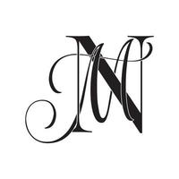 nm, mv, logotipo do monograma. ícone de assinatura caligráfica. monograma do logotipo do casamento. símbolo de monograma moderno. logotipo de casais para casamento vetor