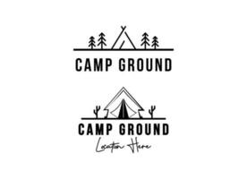 aventura de acampamento de montanha na inspiração de design de logotipo de floresta vetor