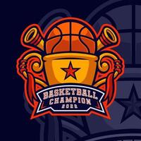 modelo de logotipo de distintivo de esporte de basquete vetor