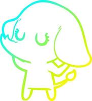 linha de gradiente frio desenhando elefante fofo de desenho animado vetor