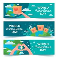 bandeira do dia mundial humanitário vetor