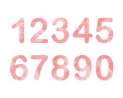 ilustração em vetor conjunto rosa aquarela números