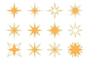 conjunto de elementos de estrelas do vetor. estrelas lineares de vetor amarelo.