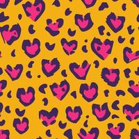 fundo sem costura padrão papel de parede estampa de leopardo amarelo rosa neon vetor