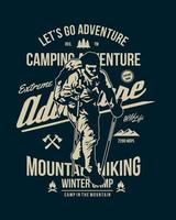 design de camiseta de aventura de alpinismo vetor