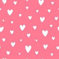 bonito simples rosa sem costura padrão com corações brancos. ótimo para dia dos namorados, roupas, têxteis, papel de embrulho, scrapbooking, etc. vetor