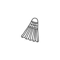 ícone de peteca de contorno doodle para badminton isolado no fundo branco. vetor