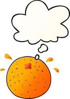 laranja dos desenhos animados e balão de pensamento no estilo de gradiente suave vetor