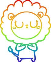desenho de linha de gradiente de arco-íris leão de desenho animado vetor