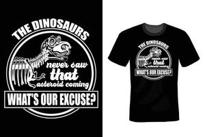 design de camiseta de dinossauro, vintage, tipografia vetor