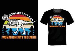 design de camiseta de dinossauro, vintage, tipografia vetor