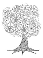 árvore de flores para colorir para adultos vetor