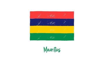 marcador de bandeira da maurícia ou desenho a lápis ilustração vetorial vetor