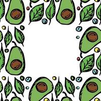 padrão de abacate sem costura com lugar para texto. fundo colorido de abacate. doodle ilustração vetorial com frutas vetor