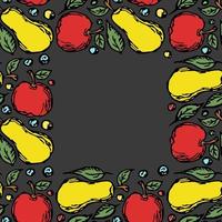 padrão de frutas sem costura. fundo colorido de maçã e pêra. doodle ilustração vetorial com frutas vetor