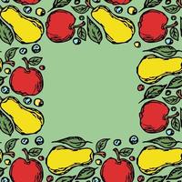 padrão de frutas sem costura. fundo colorido de maçã e pêra. doodle ilustração vetorial com frutas vetor