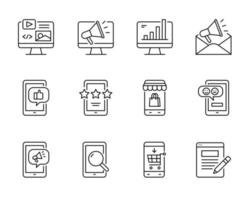 conjunto de ícones de marketing digital vetor