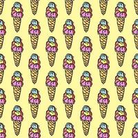 padrão de sorvete sem costura. ilustração vetorial doodle com ícone de sorvete. padrão com sorvete vetor