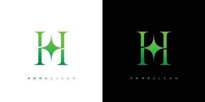 design de logotipo de casa limpa com as iniciais h, moderno e luxuoso vetor
