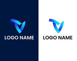 modelo de design de logotipo moderno letra t e v vetor