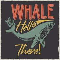 citação de tipografia de tubarão-baleia ilustração vintage retrô design de camiseta vetorial vetor