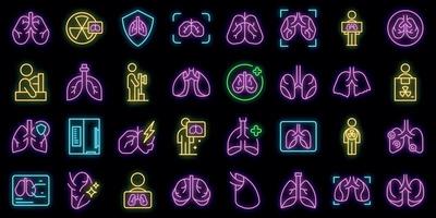 ícones de fluorografia definir vetor neon