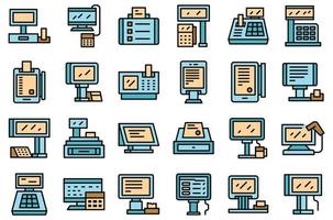 conjunto de ícones de caixa registradora de tela sensível ao toque vetor