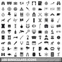 Conjunto de 100 ícones de binóculos, estilo simples vetor