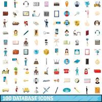 conjunto de 100 ícones de banco de dados, estilo cartoon vetor