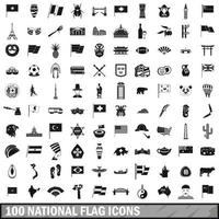 Conjunto de 100 ícones de bandeira nacional, estilo simples vetor