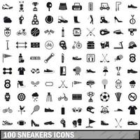 Conjunto de 100 ícones de tênis, estilo simples vetor