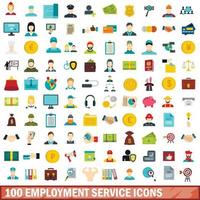 conjunto de 100 ícones de serviço de emprego, estilo simples vetor