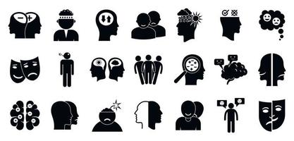 conjunto de ícones de transtorno bipolar, estilo simples vetor