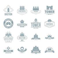 conjunto de ícones de logotipo de castelos de torres, estilo simples vetor