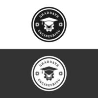 design de logotipo de distintivo de graduação de engenharia vetor