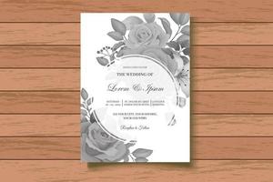 cartão de casamento floral aquarela elegante com folhas florais escuras vetor