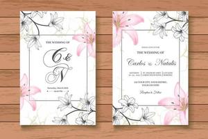 elegante conjunto de cartão de convite de casamento floral vintage