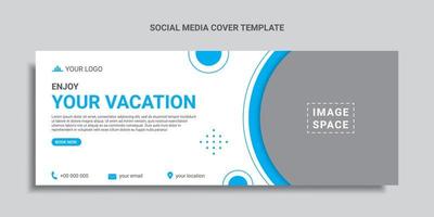 design de capa de mídia social de viagem ou banner da web com forma geométrica vetor