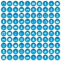 100 ícones de casa inteligente definidos em azul vetor