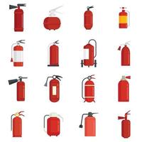 ícones de extintor de incêndio definir vetor plano isolado
