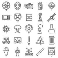 conjunto de ícones de radiação tóxica, estilo de estrutura de tópicos vetor