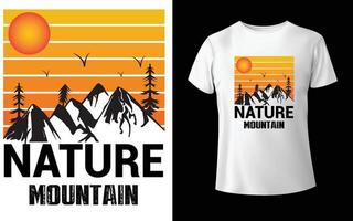 design de camiseta de aventura de montanha de natureza vetor