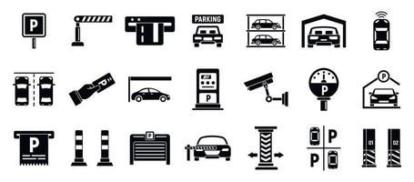 conjunto de ícones de estacionamento subterrâneo, estilo simples vetor