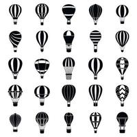 conjunto de ícones de balão de ar quente, estilo simples vetor