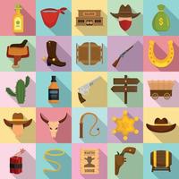 conjunto de ícones de cowboy, estilo simples vetor
