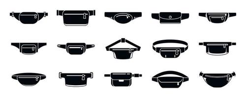 conjunto de ícones de bolsa de cintura moderna, estilo simples vetor